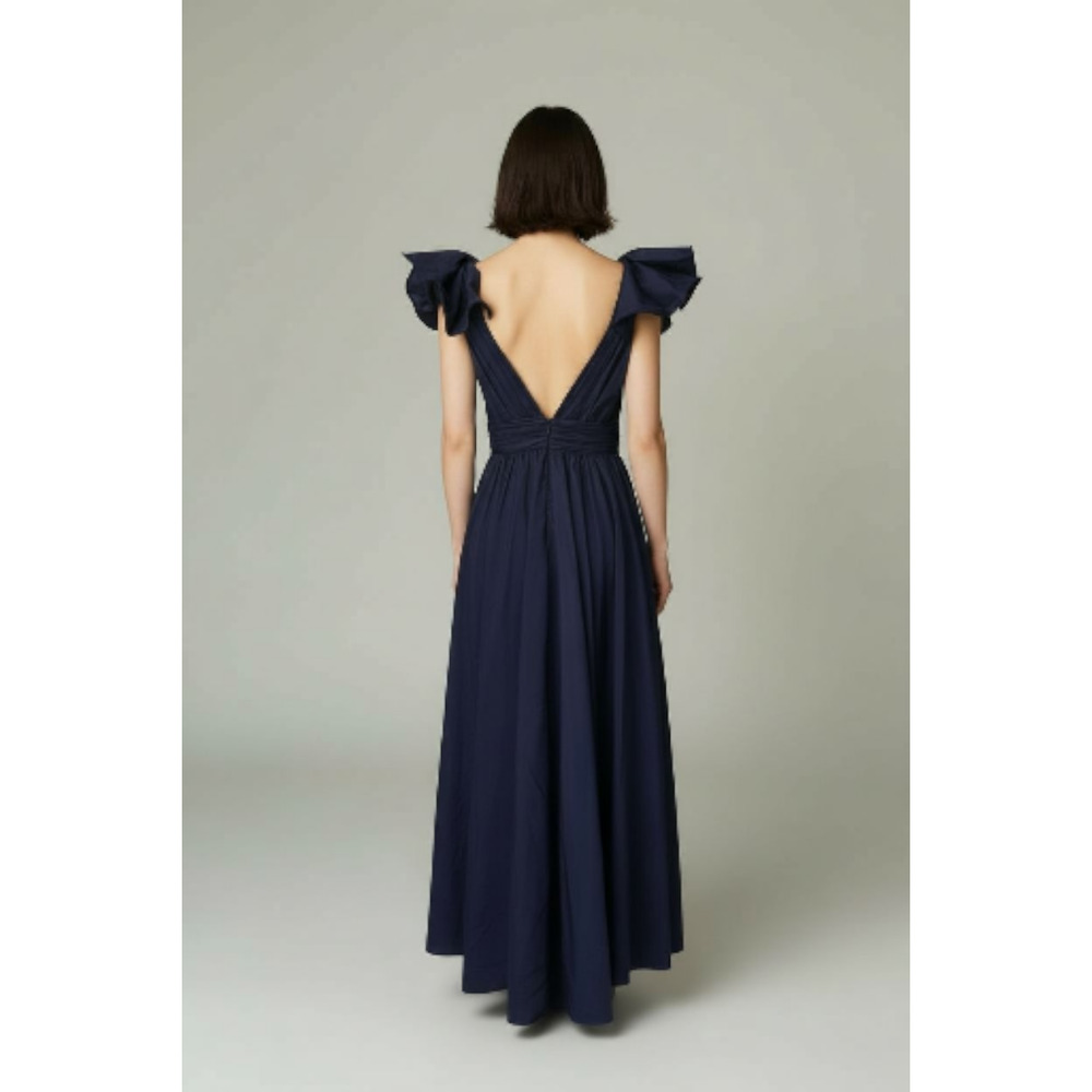 Marchesa Notte Taffeta Ball Gown Navy Blue 6 - Picture 7 of 11